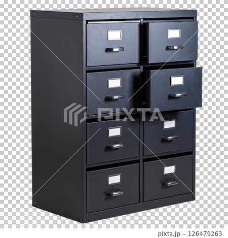 Black filing cabinet on white background 126479263