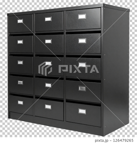 Black filing cabinet on white background 126479265