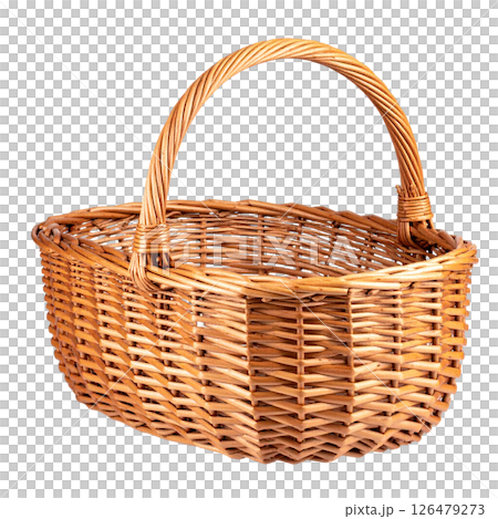 Woven bamboo basket on white background Woven bamboo basket on white background 126479273