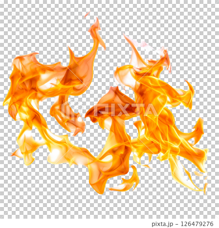Bright vector illustration of hot burning orange and yellow fiery flames for a blazing inferno design 126479276
