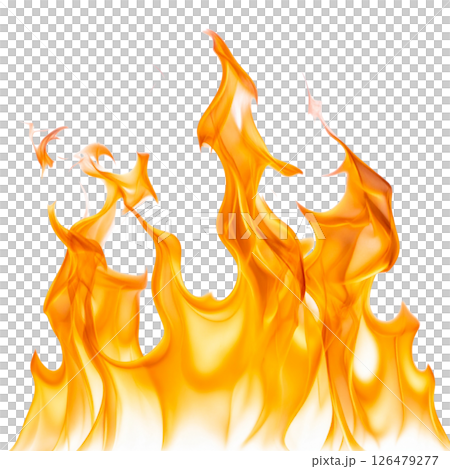 Bright vector illustration of hot burning orange and yellow fiery flames for a blazing inferno design 126479277