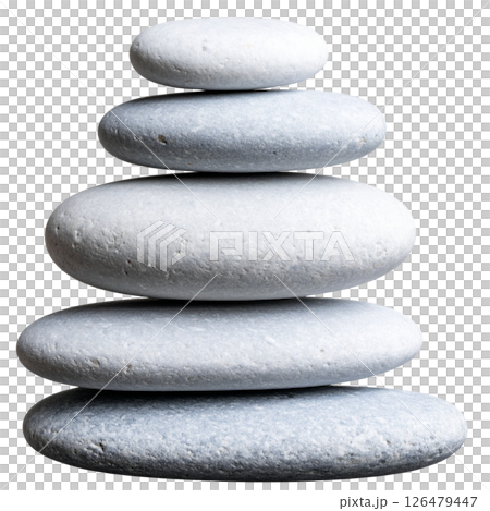 A tranquil stack of balanced gray zen stones 126479447