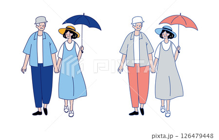 夏の散歩シニア夫婦セット 夏の散歩シニア夫婦セット 126479448
