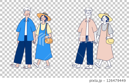 Summer outing senior couple set Summer outing senior couple set 126479449