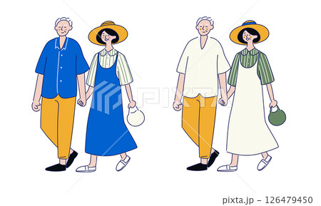 夏のお出かけシニア夫婦セット 夏のお出かけシニア夫婦セット 126479450