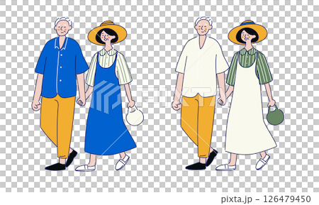 夏のお出かけシニア夫婦セット 夏のお出かけシニア夫婦セット 126479450