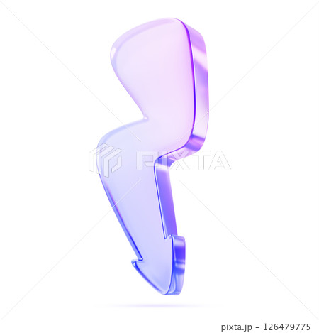 3d holographic glass morphism lightning bolt icon render. Gradient thunder flash or electric energy power sign. Thunderbolt arrow for weather warning, fast battery charge or discount. 3D illustration 126479775