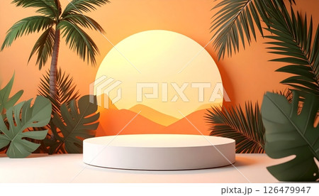 Tropical summer vacation vector illustration of spa objects on a relaxing island beach 126479947