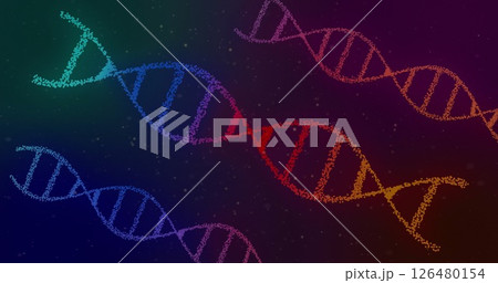 Image of spots moving over dna strand 126480154