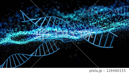 Image of spots moving over dna strand 126480155