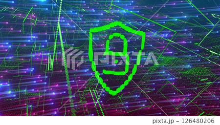 Image of network of connections over padlock 126480206