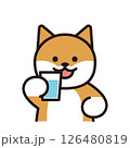 水を飲む柴犬のシンプルイラスト 水を飲む柴犬のシンプルイラスト 126480819