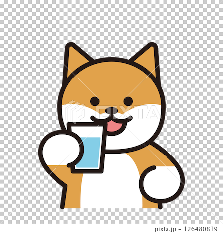 柴犬喝水的簡單插圖 126480819