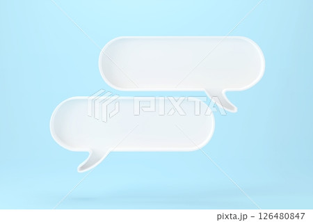 Two blank white speech bubble pin isolated on white background ,3D rendering 126480847