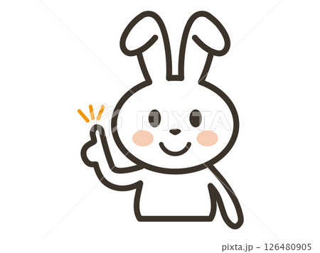 ポイントを説明するかわいい白うさぎの上半身イラスト 126480905