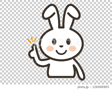 ポイントを説明するかわいい白うさぎの上半身イラスト 126480905