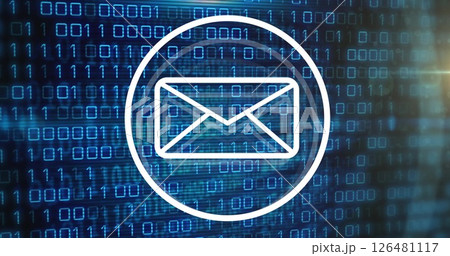 Image of binary coding digital data processing over email icon 126481117