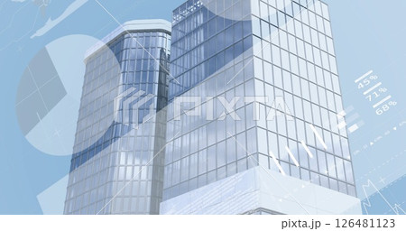 Image of financial data processing over cityscape 126481123