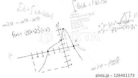 Image of mathematical equations on white background Image of mathematical equations on white background 126481173