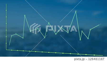 Image of diagram moving over cityscape Image of diagram moving over cityscape 126481187