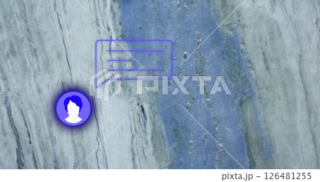 Image of media icons over gray and purple texture Image of media icons over gray and purple texture 126481255