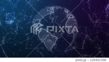 Image of network of connections over globe 126481306