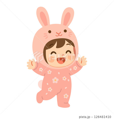 Little Girl Wearing Rabbit Suit 126481410