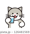 水を飲むねこのシンプルイラスト 水を飲むねこのシンプルイラスト 126481569