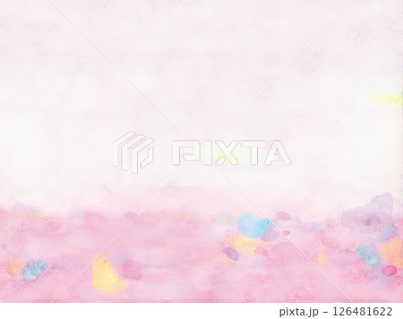 水彩背景 ピンク 画用紙に描いた抽象画 126481622