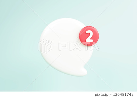 3d white speech bubble, social media chat message icon. Empty text bubbles, comment, dialogue balloon. 3D rendering 126481745