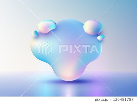abstract 3d fluid shape with holographic iridescent gradient modern futuristic tech design background 126481787