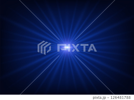bright blue light radiation beams starburst lens flare effect dark background technology science energy futuristic abstract concept 126481788