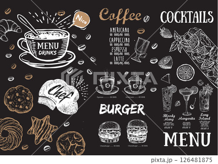 Coffee house menu. Restaurant cafe menu, template design. Food flyer. Coffee house menu. Restaurant cafe menu, template design. Food flyer. 126481875