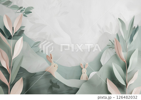 優しいウサギのいる背景画像 126482032