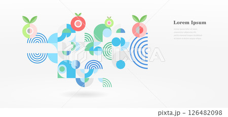 幾何学 抽象 サークル パターン レトロ 野菜 果物 背景 幾何学 抽象 サークル パターン レトロ 野菜 果物 背景 126482098