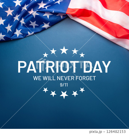Blue background with American flag. 126482153