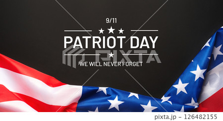 Blue background with American flag. 126482155