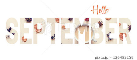 Autumn concept banner with creative text cutout effect 126482159