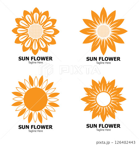 sunflower vector logo design concept template sunflower vector logo design concept template 126482443