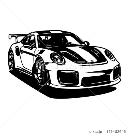 2018 911 GT2 RS Sport car - Classic Car, Stencil, Silhouette, Vector Clip Art for tshirt and emblem 126482646