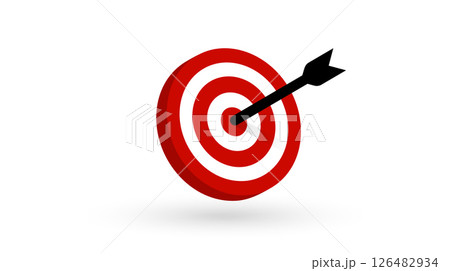Business Target with Arrow Hitting Center for Marketing, Strategy, and Goal Achievement Concepts. Ideal for Presentations and Infographics. Vector Illustration. 126482934