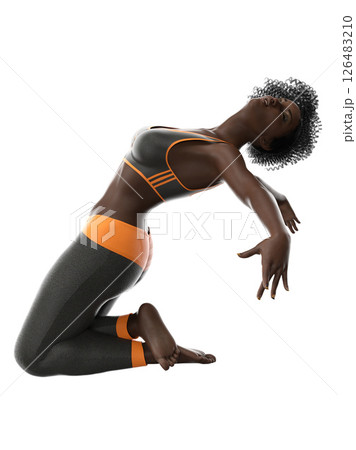 3D Dark skinned woman in dance pose 3D Dark skinned woman in dance pose 126483210