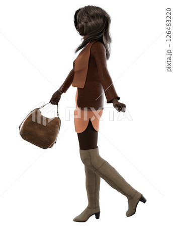 3D Dark skinned woman in peach dress 3D Dark skinned woman in peach dress 126483220