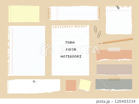 ノート、メモ、紙素材セット 126483234