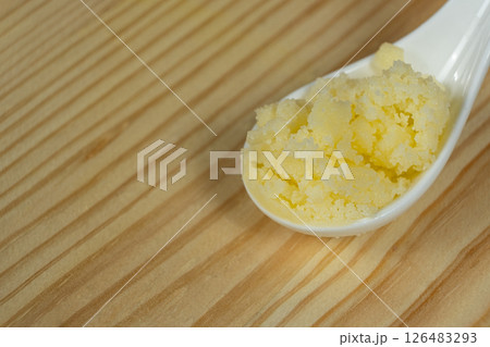Ghee Butter In A Spoon Copy Space for Text 126483293