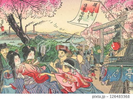 明治時代の大阪名所　桜宮 126483368