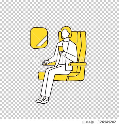 電車や飛行機の座席に座ってスマホを操作しているビジネスパーソン 電車や飛行機の座席に座ってスマホを操作しているビジネスパーソン 126484202