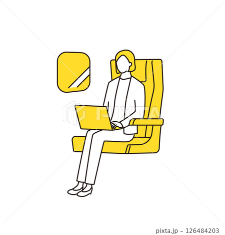 電車や飛行機の座席に座ってノートパソコンを操作しているビジネスパーソン 電車や飛行機の座席に座ってノートパソコンを操作しているビジネスパーソン 126484203
