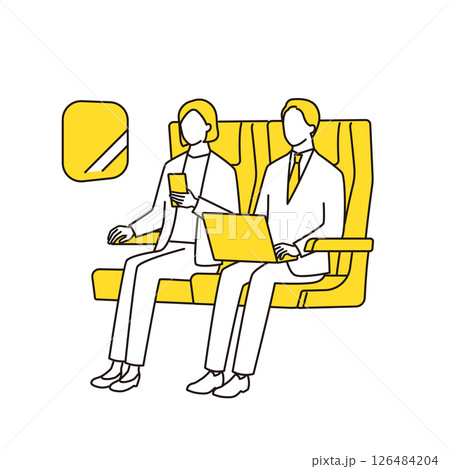 電車や飛行機の座席に座っているビジネスパーソン 126484204