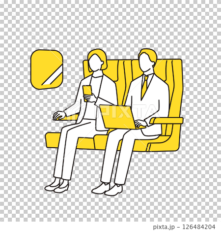 電車や飛行機の座席に座っているビジネスパーソン 126484204